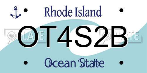 OT4S2B Rhode Island License Plate
