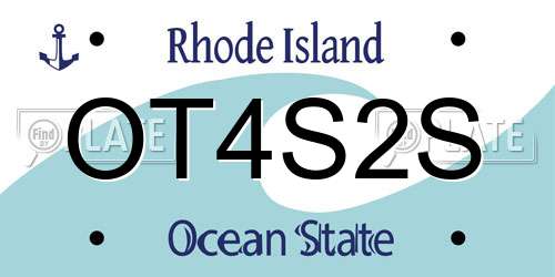 OT4S2S Rhode Island License Plate