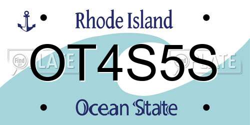 OT4S5S Rhode Island License Plate