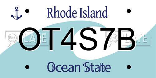 OT4S7B Rhode Island License Plate