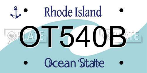 OT540B Rhode Island License Plate