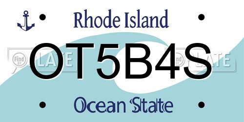 OT5B4S Rhode Island License Plate