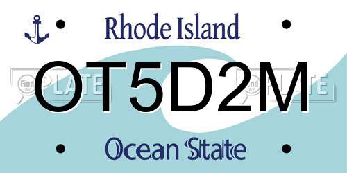 OT5D2M Rhode Island License Plate