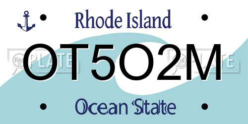 OT5O2M Rhode Island License Plate