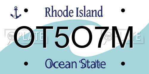 OT5O7M Rhode Island License Plate