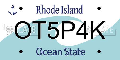 OT5P4K Rhode Island License Plate