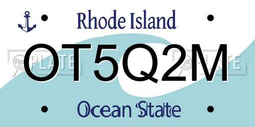 OT5Q2M Rhode Island License Plate