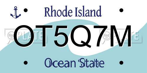 OT5Q7M Rhode Island License Plate