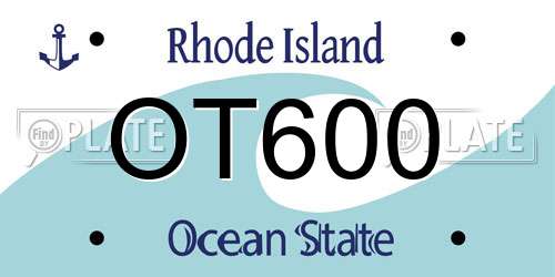 OT600 Rhode Island License Plate