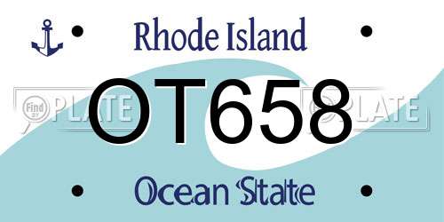 OT658 Rhode Island License Plate