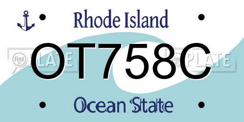 OT758C Rhode Island License Plate