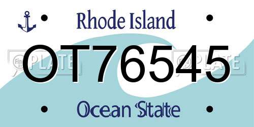OT76545 Rhode Island License Plate