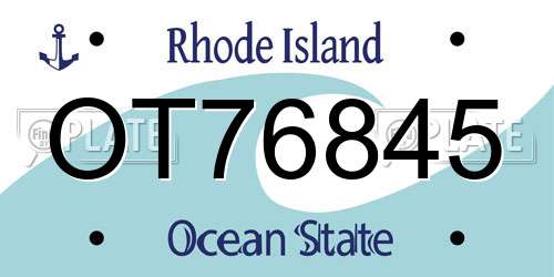 OT76845 Rhode Island License Plate