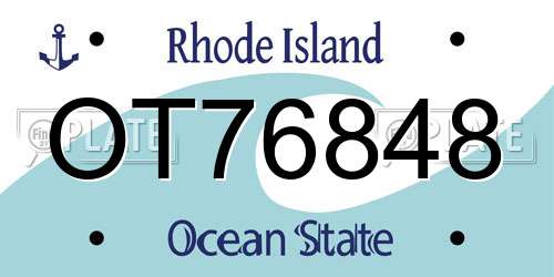 OT76848 Rhode Island License Plate