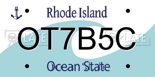 OT7B5C Rhode Island License Plate