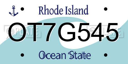 OT7G545 Rhode Island License Plate