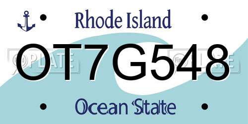 OT7G548 Rhode Island License Plate