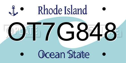 OT7G848 Rhode Island License Plate