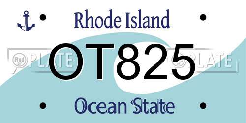 OT825 Rhode Island License Plate