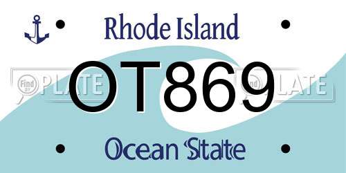 OT869 Rhode Island License Plate