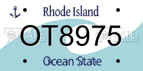 OT8975 Rhode Island License Plate