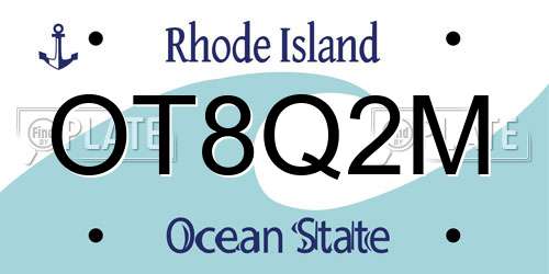 OT8Q2M Rhode Island License Plate