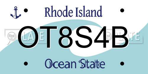 OT8S4B Rhode Island License Plate