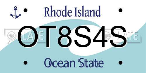 OT8S4S Rhode Island License Plate