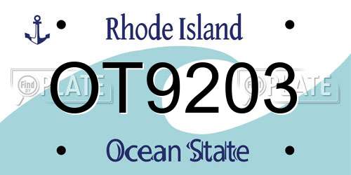OT9203 Rhode Island License Plate