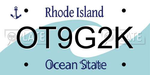 OT9G2K Rhode Island License Plate