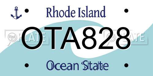 OTA828 Rhode Island License Plate