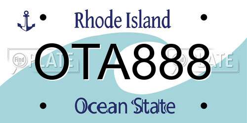 OTA888 Rhode Island License Plate
