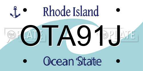 OTA91J Rhode Island License Plate