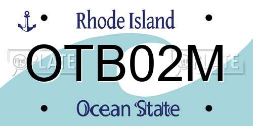 OTB02M Rhode Island License Plate