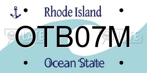 OTB07M Rhode Island License Plate
