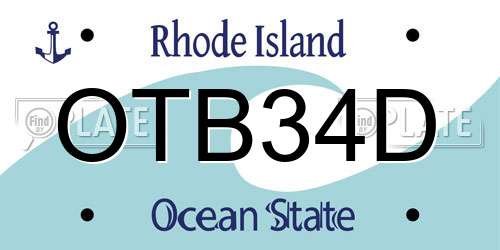 OTB34D Rhode Island License Plate