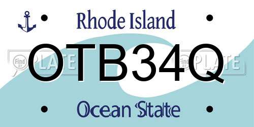 OTB34Q Rhode Island License Plate