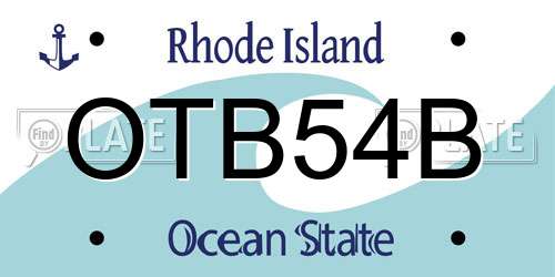 OTB54B Rhode Island License Plate