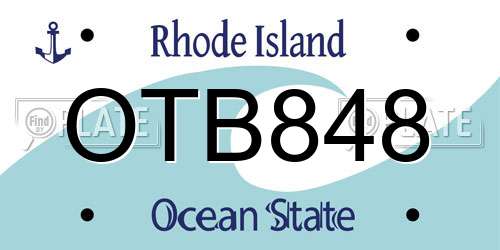 OTB848 Rhode Island License Plate