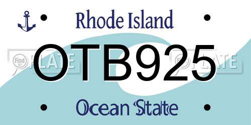 OTB925 Rhode Island License Plate