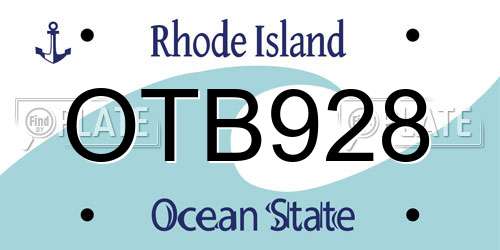 OTB928 Rhode Island License Plate