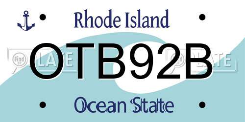 OTB92B Rhode Island License Plate
