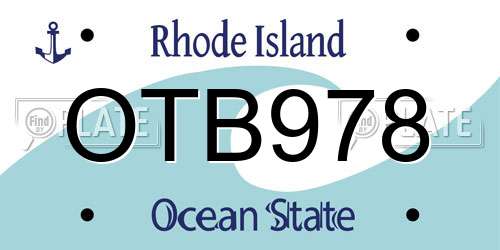 OTB978 Rhode Island License Plate