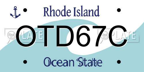 OTD67C Rhode Island License Plate