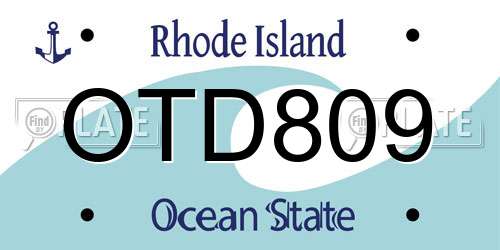 OTD809 Rhode Island License Plate