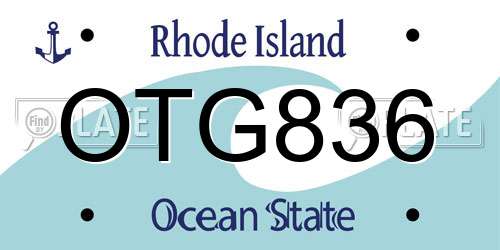 OTG836 Rhode Island License Plate