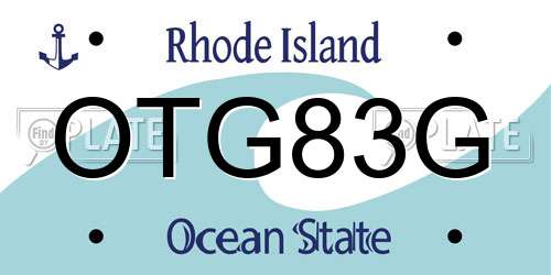 OTG83G Rhode Island License Plate