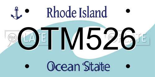OTM526 Rhode Island License Plate