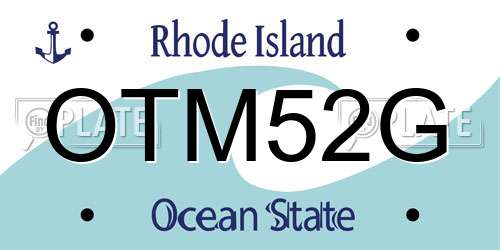 OTM52G Rhode Island License Plate