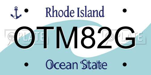 OTM82G Rhode Island License Plate
